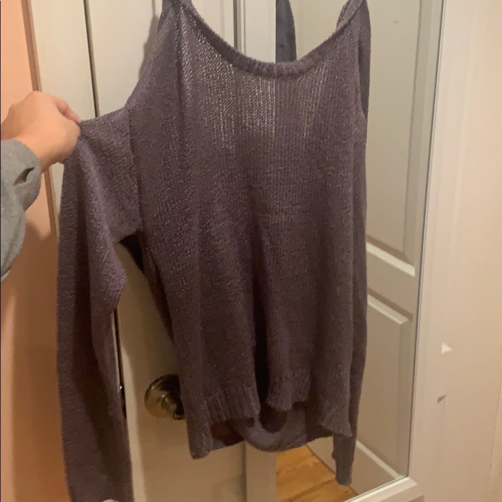 Deep Plunge Criss Cross Back Purple Sweater